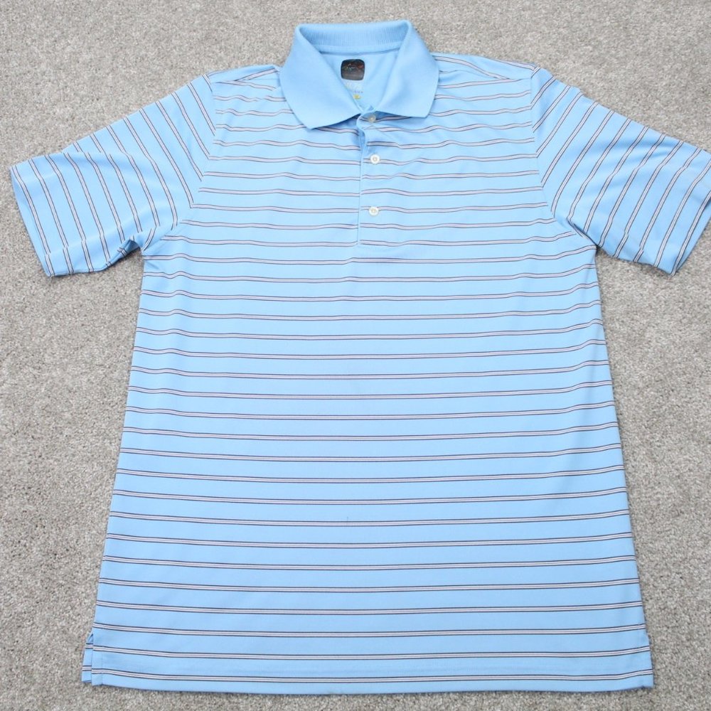 Greg Norman Polo Shirt‎ Mens Medium Blue MicroLux ML75 PlayDry S/S Pullover
